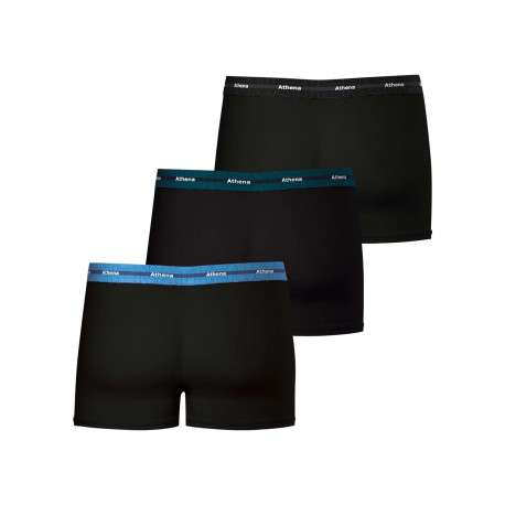Lot de 3 boxers en coton noirs unis avec le nom de la marque imprimé - Image 2