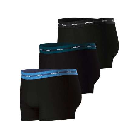 Lot de 3 boxers en coton noirs unis avec le nom de la marque imprimé - Image 3