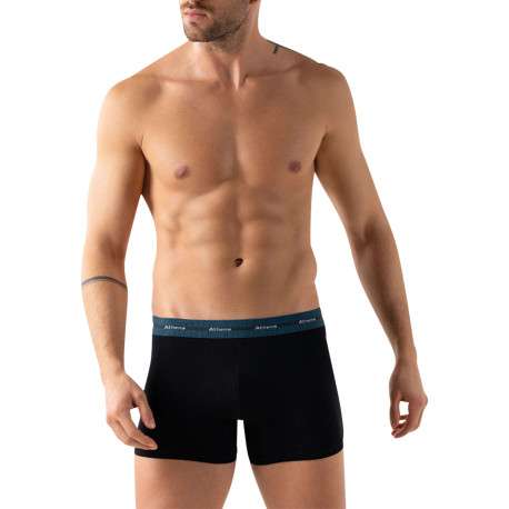 Lot de 3 boxers en coton noirs unis avec le nom de la marque imprimé - Image 4