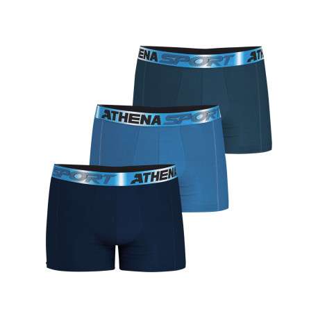 Lot de 3 boxers en coton bleus unis pourvus d'une taille élastiquée