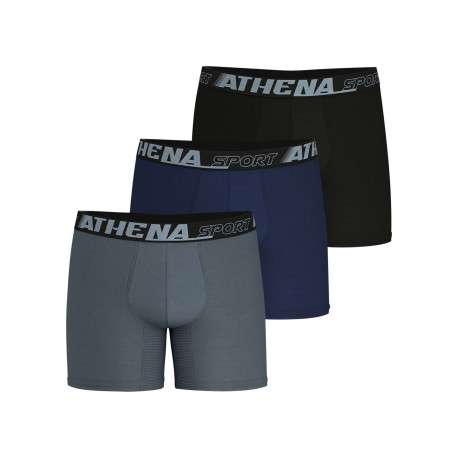 Lot de 3 boxers en coton mélangé multicolores unis avec une taille élastiquée