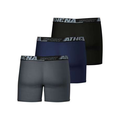 Lot de 3 boxers en coton mélangé multicolores unis avec une taille élastiquée - Image 2