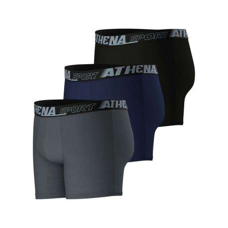 Lot de 3 boxers en coton mélangé multicolores unis avec une taille élastiquée - Image 3