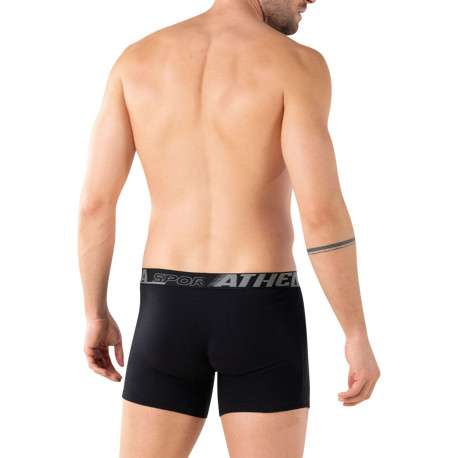 Lot de 3 boxers en coton mélangé multicolores unis avec une taille élastiquée - Image 5