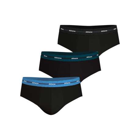 Lot de 3 slips en coton noirs unis pourvus d'une taille élastiquée