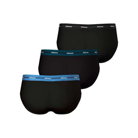 Lot de 3 slips en coton noirs unis pourvus d'une taille élastiquée - Image 2
