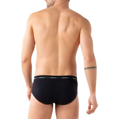 Lot de 3 slips en coton noirs unis pourvus d'une taille élastiquée - Image 4