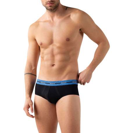 Lot de 3 slips en coton noirs unis pourvus d'une taille élastiquée - Image 5