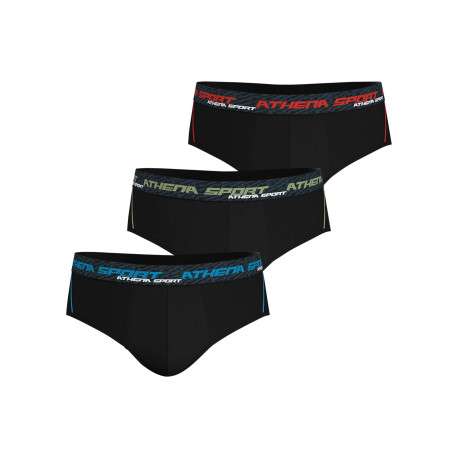 Lot de 3 slips noirs unis pourvus du nom de la marque imprimé
