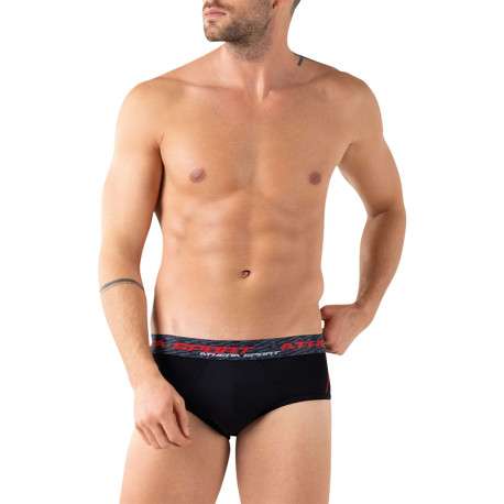 Lot de 3 slips noirs unis pourvus du nom de la marque imprimé - Image 3