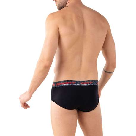 Lot de 3 slips noirs unis pourvus du nom de la marque imprimé - Image 4