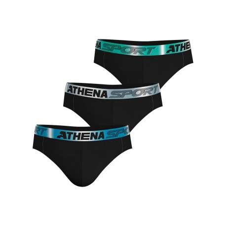Lot de 3 slips en coton noirs unis avec le nom de la marque imprimé