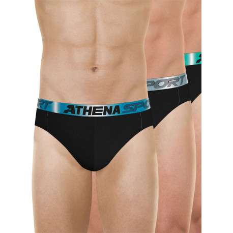 Lot de 3 slips en coton noirs unis avec le nom de la marque imprimé - Image 6
