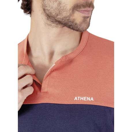 Pyjama court en coton orange uni pourvu d'une coupe droite et d'un col tunisien - Image 5