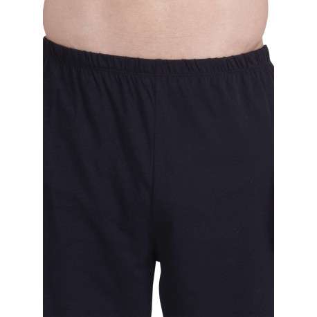 Pyjama court en coton bleu uni pourvu d'une coupe droite et d'un col rond - Image 6