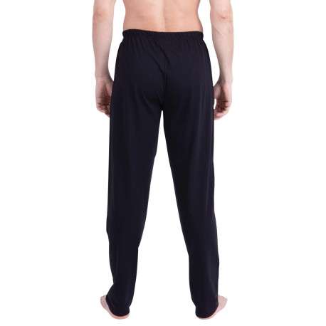 Pyjama long en coton bleu uni pourvu d'un col rond et d'une coupe droite - Image 4