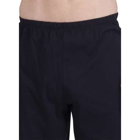 Pyjama long en coton bleu uni pourvu d'un col rond et d'une coupe droite - Image 6