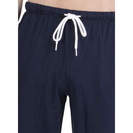 Pyjama long en coton bleu à rayures pourvu d'une coupe droite et d'un col v - Image 6
