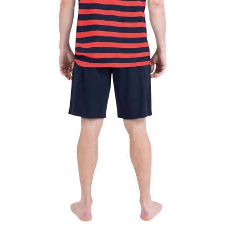 Pyjama court en coton marine à rayures pourvu d'une coupe droite - Image 4