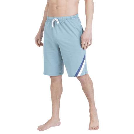 Pyjama court en coton bleu clair uni pourvu d'une coupe droite - Image 3
