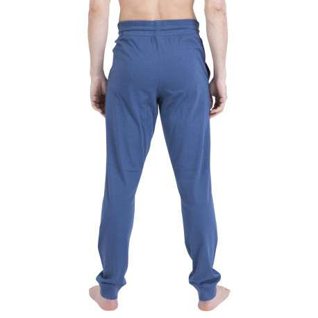 Pyjama long en coton bleu uni pourvu d'une poche plaquée sur le coeur - Image 4
