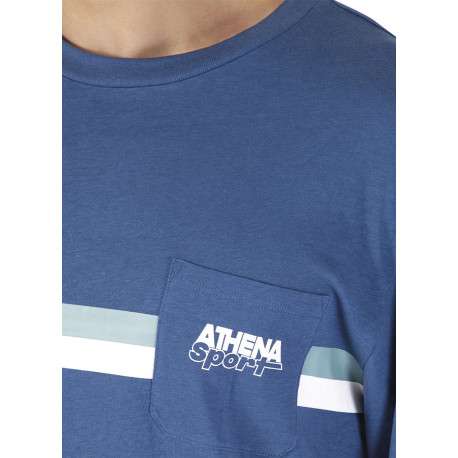 Pyjama long en coton bleu uni pourvu d'une poche plaquée sur le coeur - Image 5