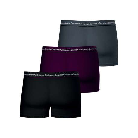 Lot de 3 boxers en coton multicolores unis pourvus d'une taille élastiquée - Image 2