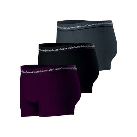 Lot de 3 boxers en coton multicolores unis pourvus d'une taille élastiquée - Image 3