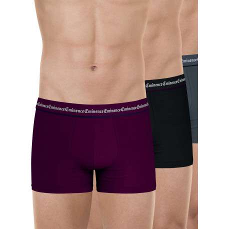 Lot de 3 boxers en coton multicolores unis pourvus d'une taille élastiquée - Image 6