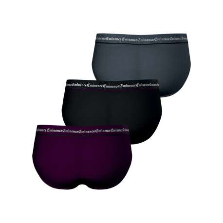 Lot de 3 slips en coton multicolores unis pourvus d'une taille élastiquée - Image 2