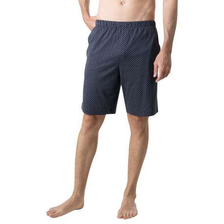 Pyjama court en coton marine à motifs pourvu d'une coupe droite - Image 3