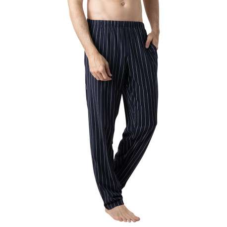 Pyjama long en coton marine à motifs pourvu d'une coupe droite - Image 3