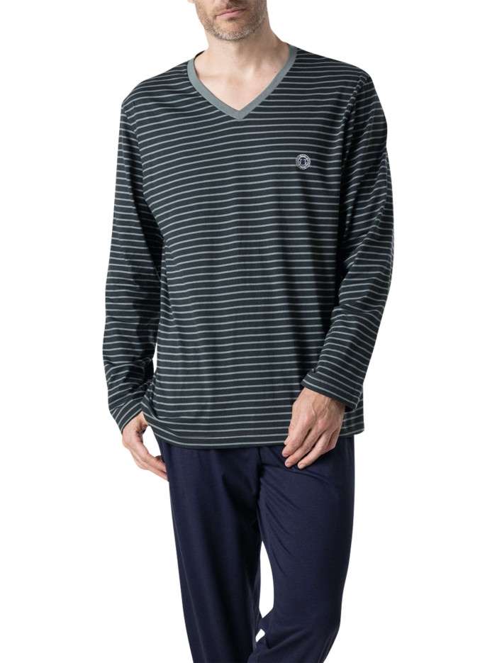 Pyjama long en coton marine...
