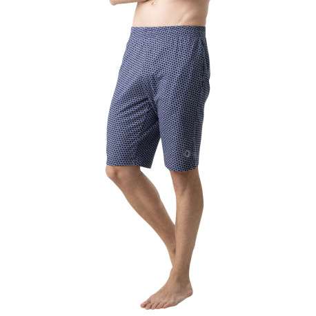 Pyjama court en coton marine à motifs pourvu du logo imprimé - Image 3