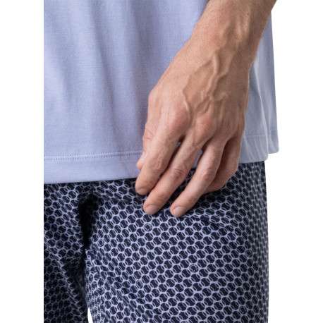 Pyjama court en coton marine à motifs pourvu du logo imprimé - Image 6