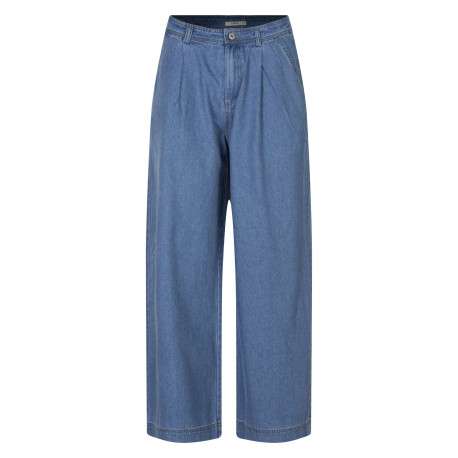 Jean oversize taille haute en coton bleu denim avec une coupe oversize
