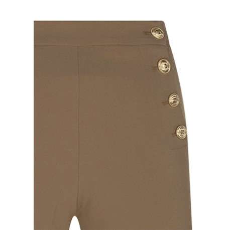 Pantalon sans poche chino taupe uni pourvu d'une coupe droite - Image 3