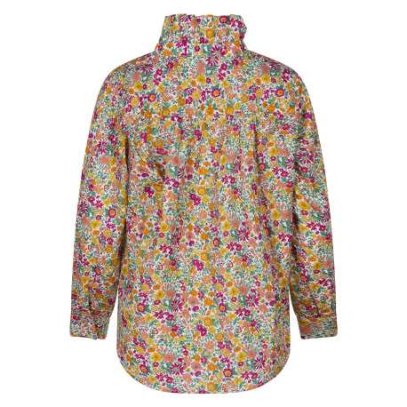 Chemisier en coton fuchsia à motifs avec une coupe droite et un col montant - Image 2