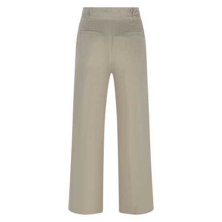 Pantalon chino beige uni avec une coupe droite et passants pour ceinture - Image 2