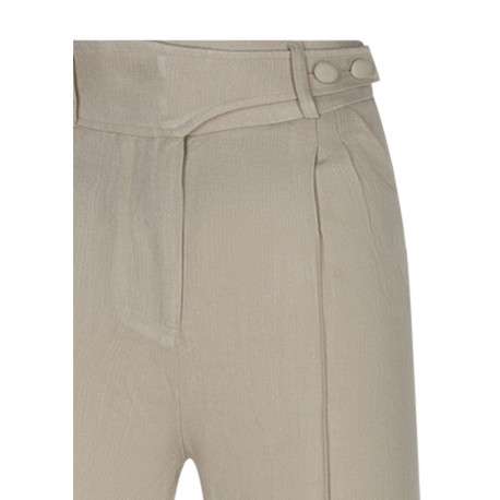Pantalon chino beige uni avec une coupe droite et passants pour ceinture - Image 3