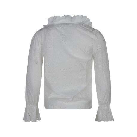 Chemisier en coton blanc uni avec une coupe droite et des manches longues - Image 2