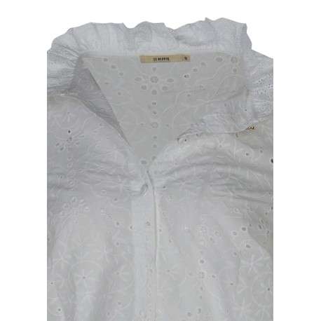Chemisier en coton blanc uni avec une coupe droite et des manches longues - Image 3