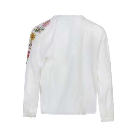 Chemisier en coton blanc uni avec une coupe droite et un col rond - Image 2