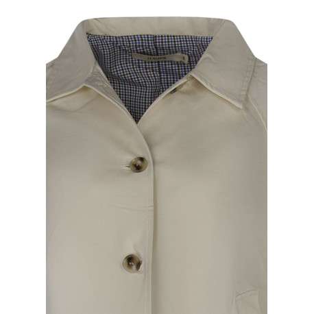 Blouson en coton écru uni avec un col chemise et une coupe droite - Image 3