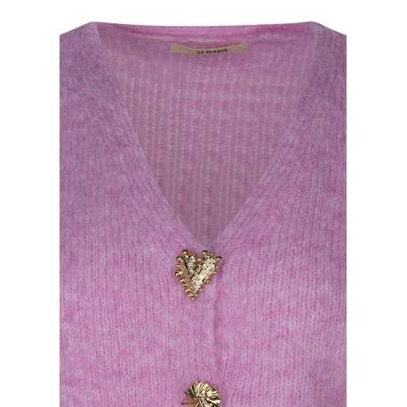 Gilet rose uni sans manches avec un col en V et des boutons métalliques dorés - Image 3