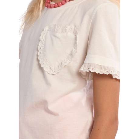 T-shirt en coton blanc uni pourvu d'une coupe droite et d'un col rond - Image 5