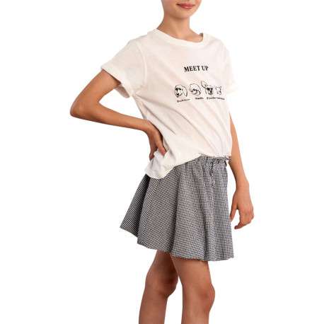 T-shirt en coton blanc uni avec une coupe droite et des manches courtes - Image 2