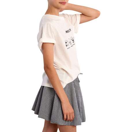 T-shirt en coton blanc uni avec une coupe droite et des manches courtes - Image 4