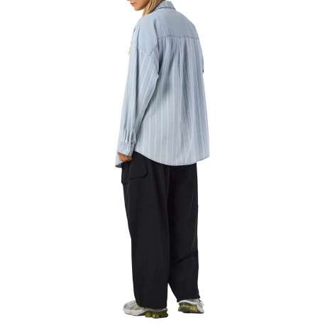 Chemisier en coton bleu uni avec une coupe droite et un col chemise - Image 4