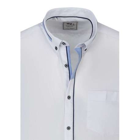 Chemise blanche unie à coupe droite avec un col boutonné et des manches courtes - Image 3